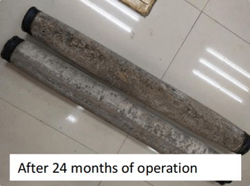 Nihao brand TUBE DIFFUSER ANTI-SCALING rezultat nakon 24 mjeseca rada